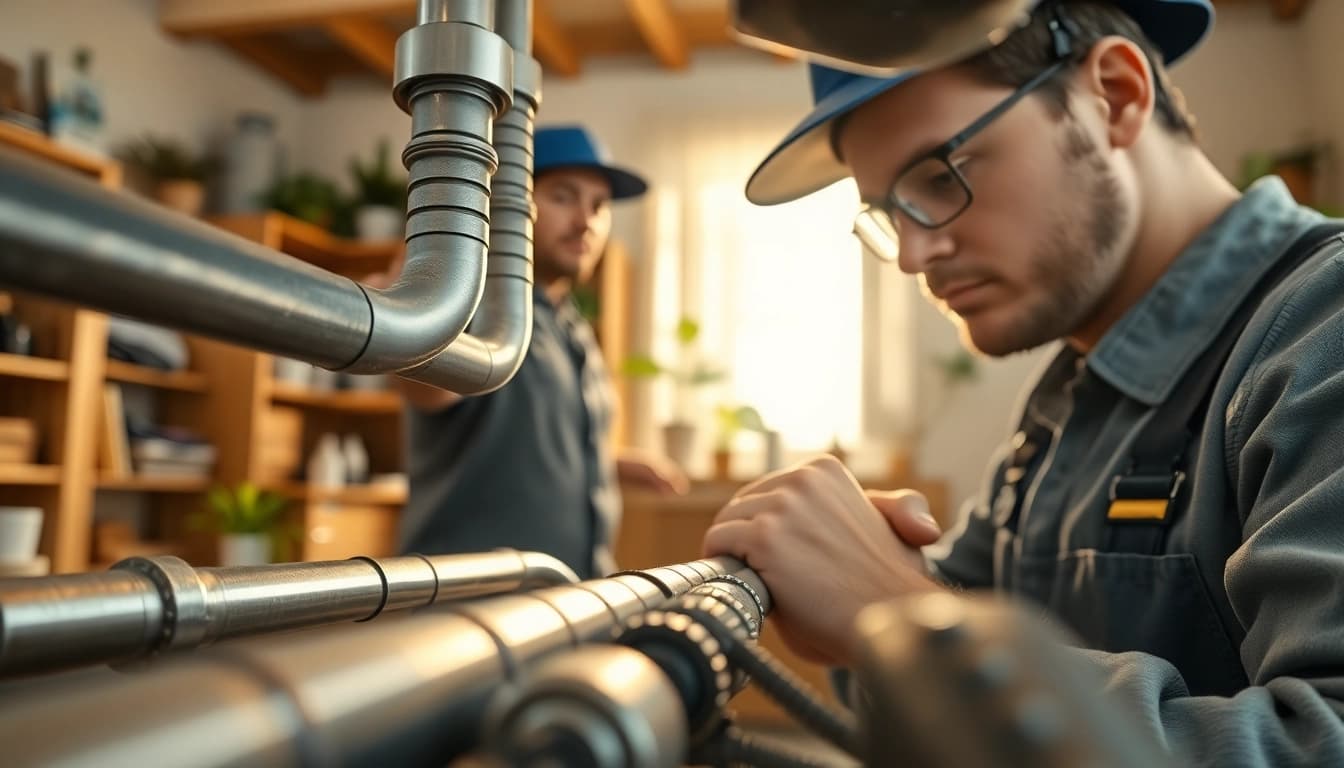Skilled team member delivering whole house repiping services Tampa in residential area.