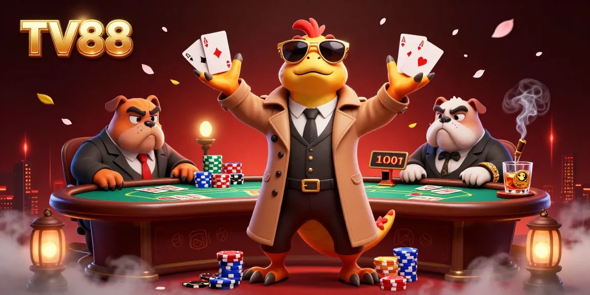 TV88 raptors hilariously attempt VIP entry into a casino, showcasing poker elements.