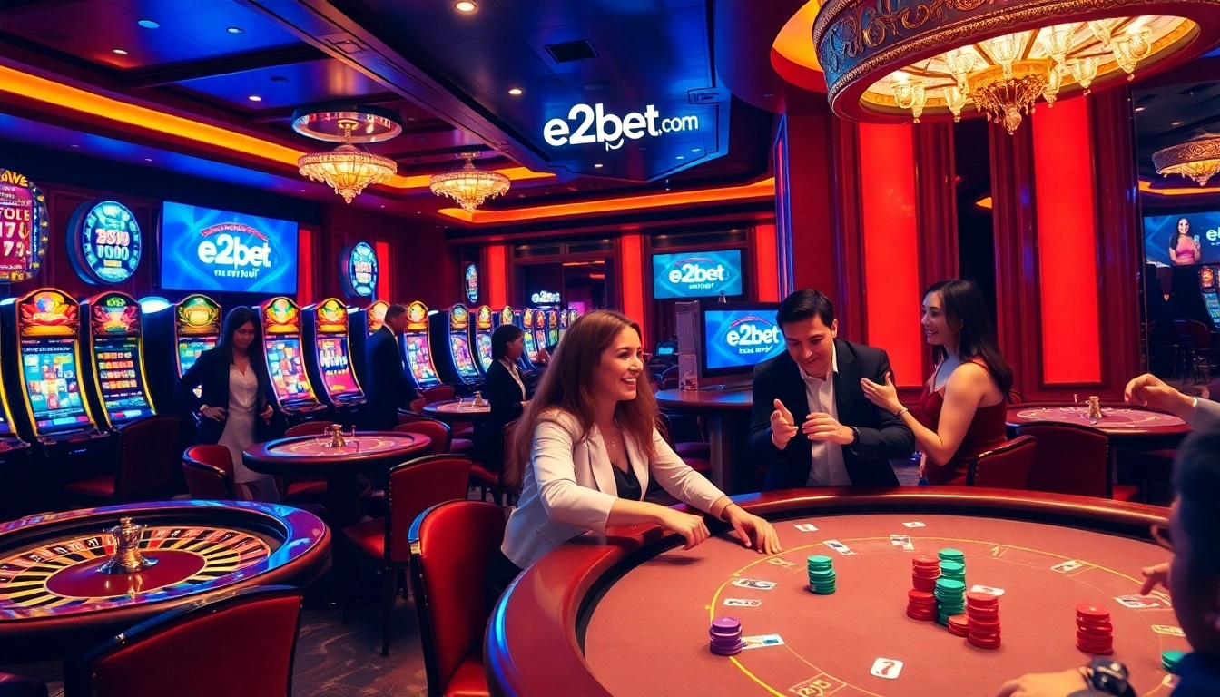 Exciting gaming action at e2bet vip com with vibrant casino tables and engaging players.