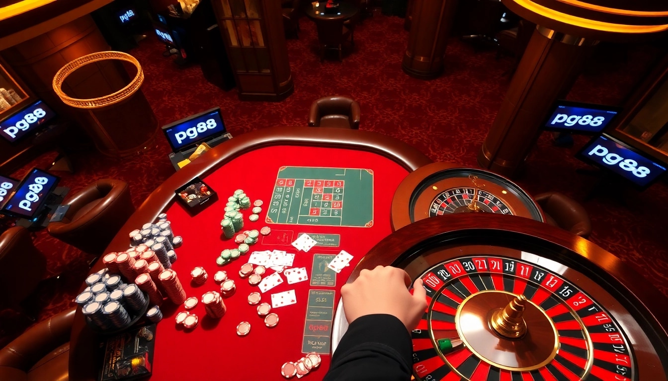 Experience thrilling gambling action with pg88 in a vibrant casino table setting.