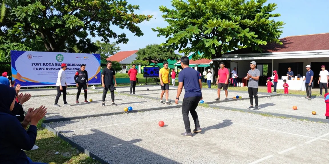 Active petanque community event at fopikotabanjarma.org in Banjarmasin, showcasing matches, players, and excitement.