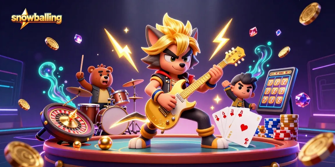 Experience the thrill of snowballing in this vibrant casino showdown with animated characters and dazzling effects.