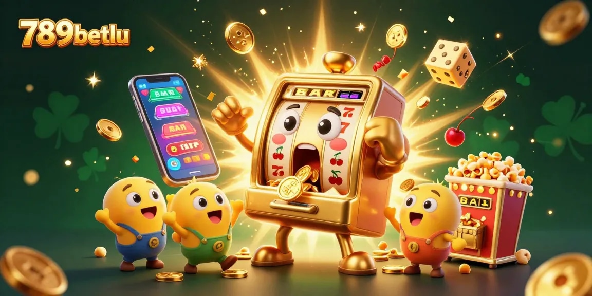 Engage with the exciting 789betlu slot experience as cartoon machines celebrate a jackpot!