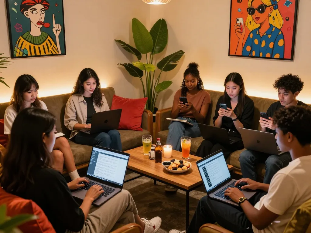 Engaging adults in lively sexchat conversations in a vibrant chat lounge.