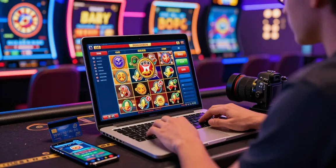 Engaged player using visa credit card casinos for online gaming with vibrant visuals and exciting atmosphere.