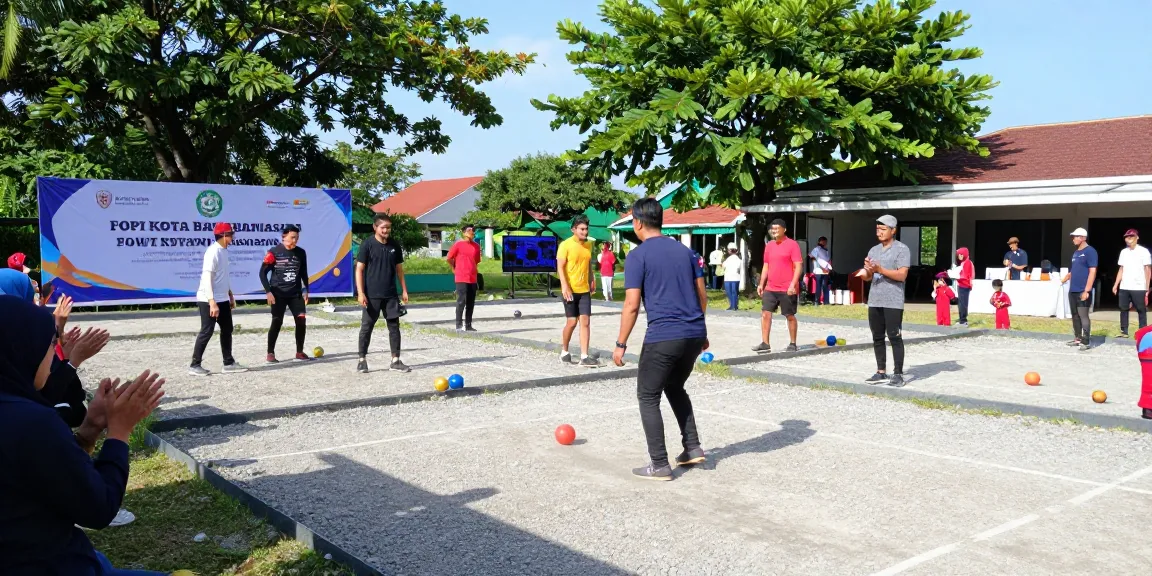 Active petanque community event at fopikotabanjarma.org in Banjarmasin, showcasing matches, players, and excitement.