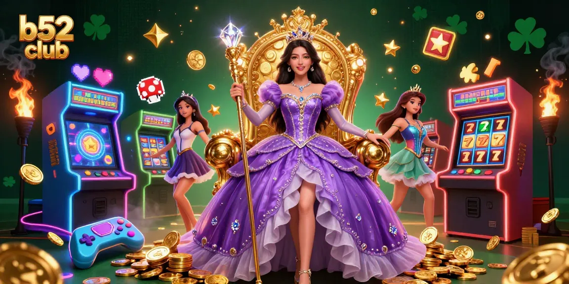 Play and win at b52 club with an enchanting atmosphere of games, golden details, and vibrant colors.