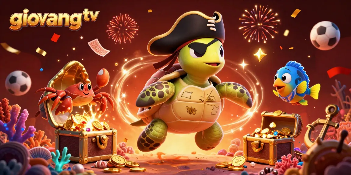 Engage with giovang tv's vibrant sports betting scene featuring a pirate turtle and dynamic action elements.