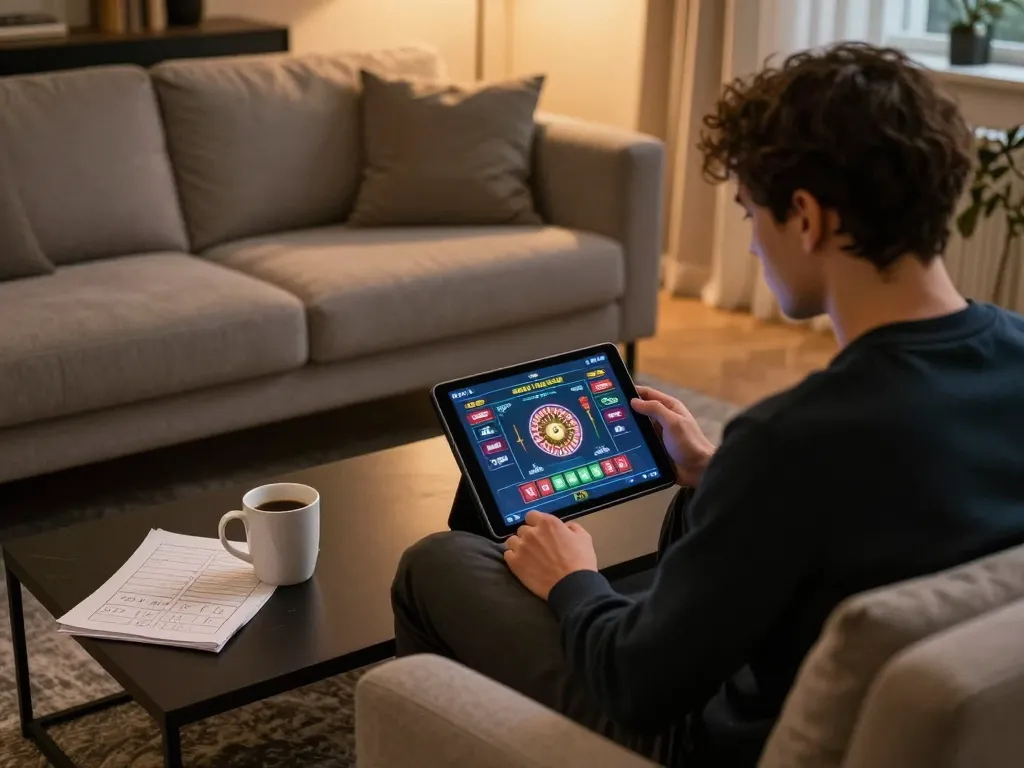 Player engaging in live dealer game on tablet, showcasing BL555 online gambling action