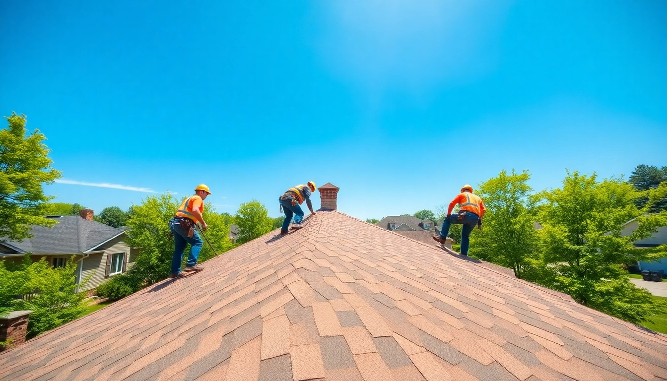 South Jersey roofing team diligently installing shingles on a residential home.