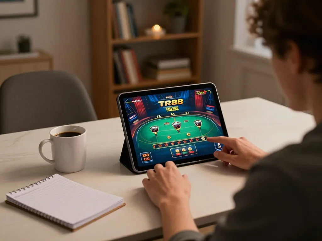 Players enjoy TR88 online casino poker, showcasing immersive gaming atmosphere and strategy.