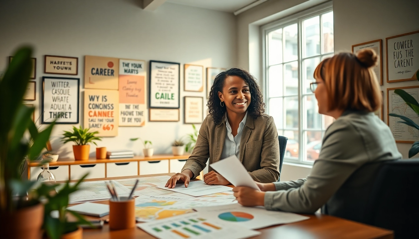 Learn how to find my perfect career with a life coach in an inspiring office environment.