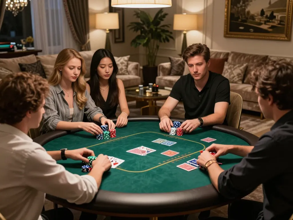 Engaging social poker game with 1gom players enjoying strategic gameplay in a sophisticated atmosphere.