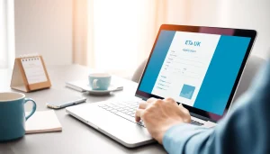 Fill out the eta uk application form efficiently at a well-organized desk.