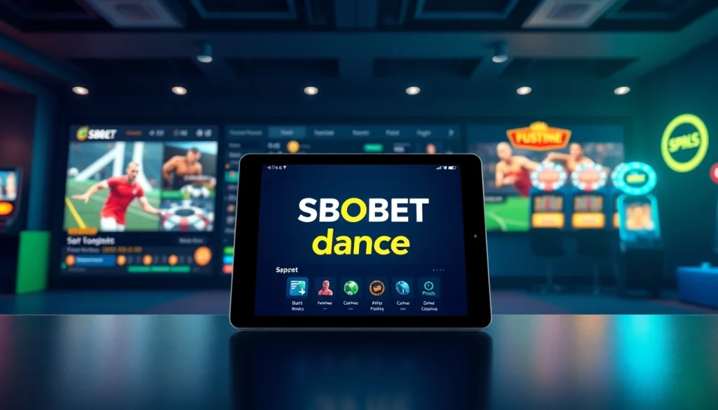 SBOBET.dance betting platform interface showcasing sports and casino games with vibrant colors and user-friendly design.
