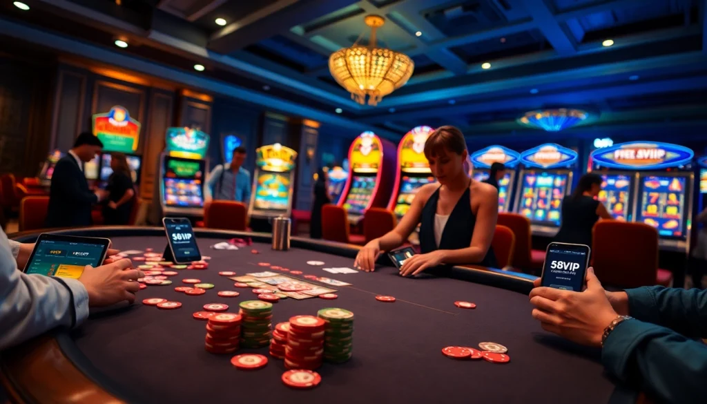 Engage with 68VIP's vibrant casino scene featuring poker tables, slots, and mobile betting options.