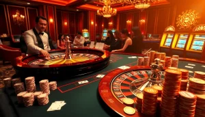 Players enjoy intense gambling action at the vibrant rikvip.gb.net roulette table, showcasing excitement.