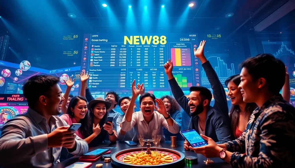 Engaging online gambling experience on new88go.com, showcasing players, various games, and betting excitement.