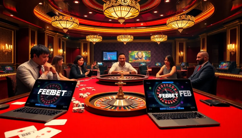 Experience high-stakes gaming at http://febet7.club/ with engaging poker and roulette action surrounded by vibrant casino ambiance.