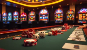 Players winning at the elegant casino table at https://33win4.net/ with poker chips and cards.
