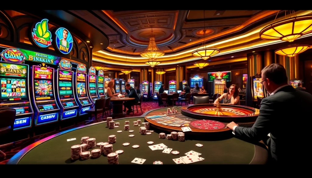 Experience the excitement of gaming at okfun com with vibrant slot machines and poker tables.