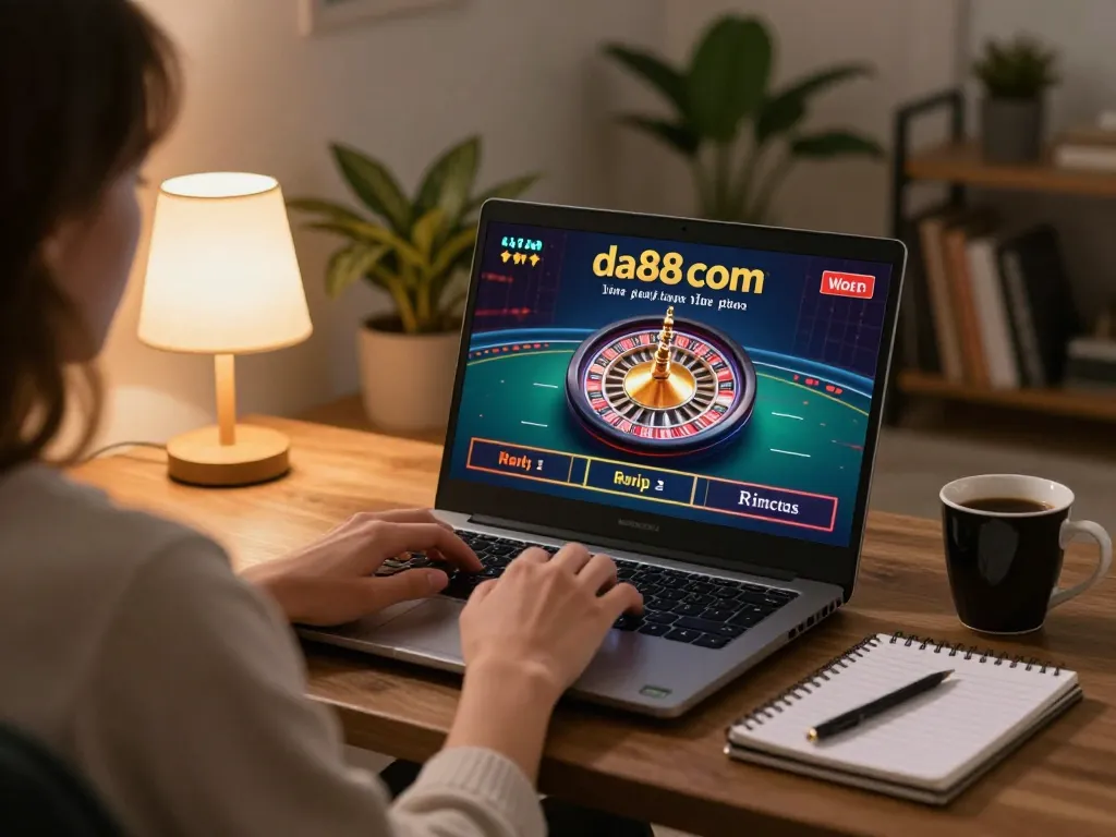 Playing live dealer games on da88 com, capturing the excitement of online casino gaming.