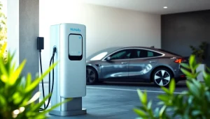 Charge your electric vehicle with McNally EV's advanced installation solutions in a modern garage setting.