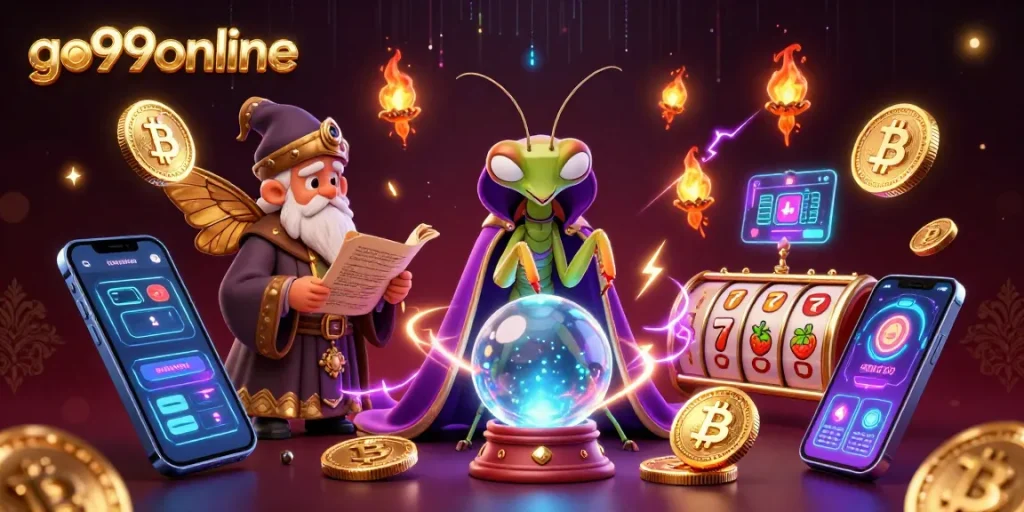 Experience the enchanting world of go99online with vibrant games and magical elements in an immersive scene.