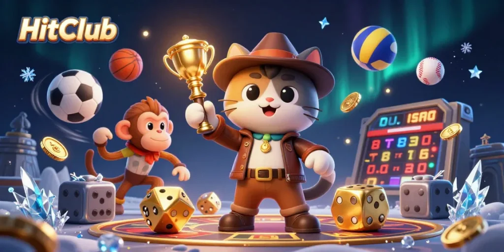 HitClub invites players to uncover exciting casino artifacts in a vibrant illustration featuring dynamic gameplay elements.